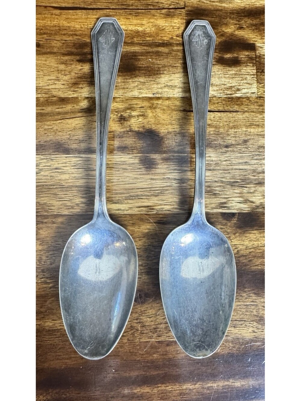 2 Queen Anne Dominick & Haff Sterling Silver Serving Spoons
